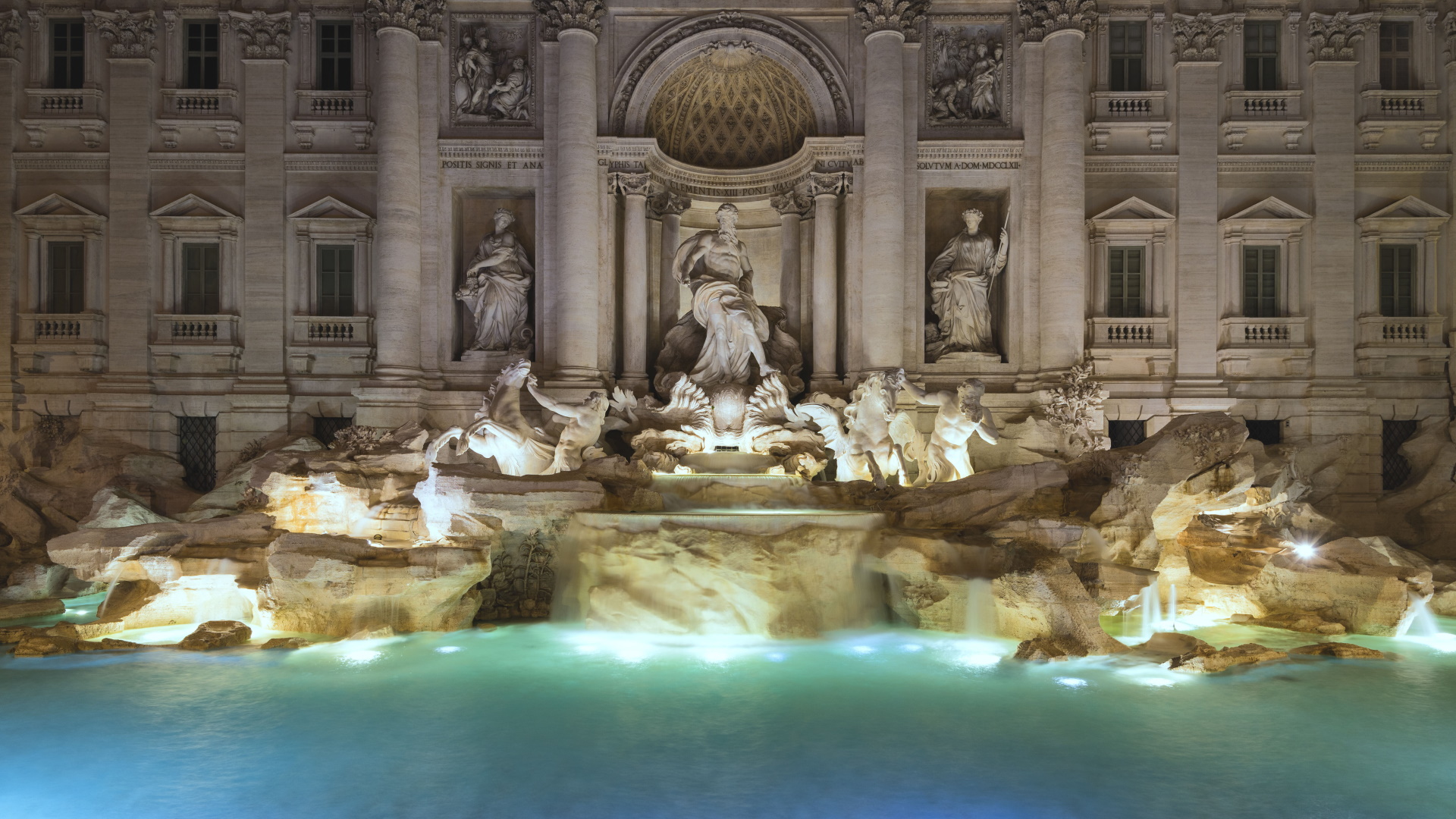 trevi fountain at night wallpaper