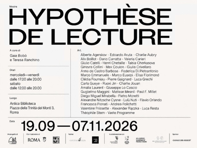 Hypothèse de lecture, mostra d'arte contemporanea-Foto: locandina ufficiale della mostra Hypothèse de lecture, mostra d'arte contemporanea-Foto: locandina ufficiale della mostra