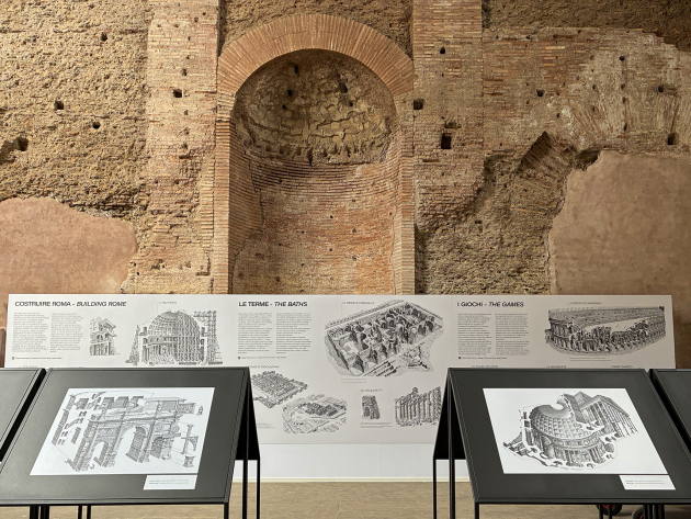 Immaginare Roma. Le prospettive impossibili di Francesco Corni-Foto: particolare dell'allestimento della mostra Immaginare Roma. Le prospettive impossibili di Francesco Corni-Foto: particolare dell'allestimento della mostra