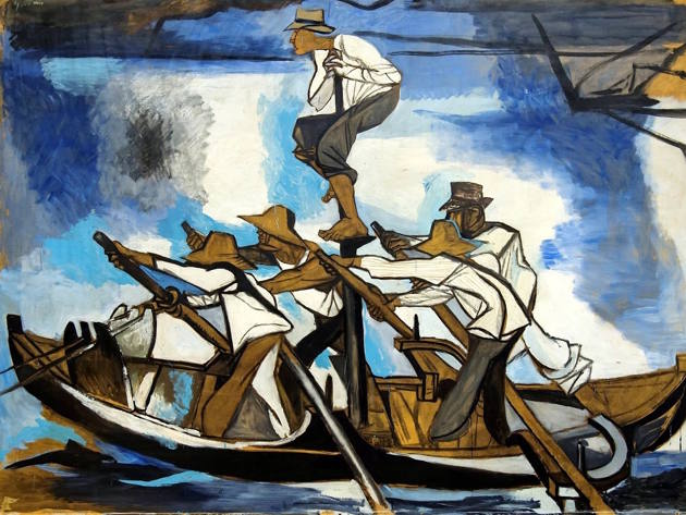 RENATO GUTTUSO, La pesca del pesce spada, 1949, olio su tela 150 x 205 cm, Collezione Lino Mezzacane © Renato Guttuso, by SIAE 2026 RENATO GUTTUSO, La pesca del pesce spada, 1949, olio su tela 150 x 205 cm, Collezione Lino Mezzacane © Renato Guttuso, by SIAE 2026