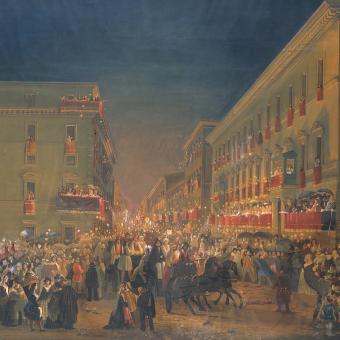 Ippolito Caffi, Festa dei “Moccoletti” al Corso, 1845-1847, Museo di Roma in Trastevere 