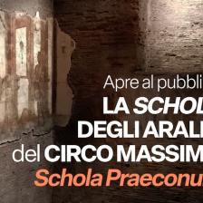 Apre al pubblico la Schola degli araldi del Circo Massimo alle pendici meridionali del Palatino-Foto: locandina ufficiale dell'evento