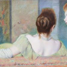 Federico Zandomeneghi, Sul divano, 1885-1890 circa. Olio su tela, Collezione privata, Italia