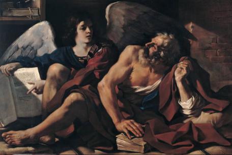 Angeli - Messaggeri, custodi e viandanti, le sublimi creature dall'Antico al Contemporaneo-Foto: Guercino, San Matteo e l’Angelo (1622), olio su tela, inv. PC55, Pinacoteca Capitolina Angeli - Messaggeri, custodi e viandanti, le sublimi creature dall'Antico al Contemporaneo-Foto: Guercino, San Matteo e l’Angelo (1622), olio su tela, inv. PC55, Pinacoteca Capitolina
