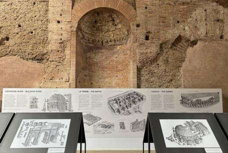 Immaginare Roma. Le prospettive impossibili di Francesco Corni-Foto: particolare dell'allestimento della mostra Immaginare Roma. Le prospettive impossibili di Francesco Corni-Foto: particolare dell'allestimento della mostra