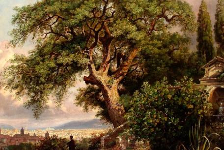 L'albero del poeta. La quercia del Tasso al Gianicolo-Foto: Jacob George Strutt, La Quecia del Tasso, olio su tela, 1843