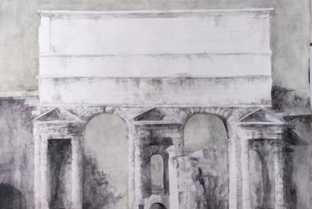 Pedro Cano, Porta Maggiore, 2025, Acquerello su carta, 114x139, foto José Luis Montero Pedro Cano, Porta Maggiore, 2025, Acquerello su carta, 114x139, foto José Luis Montero