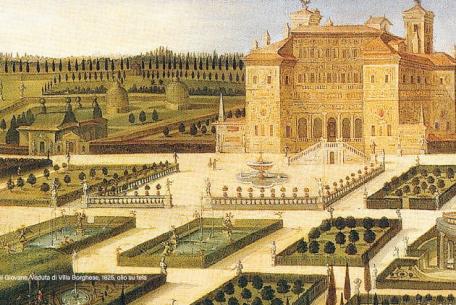 Ville e giardini di Roma: una corona di delizie-Foto: Joseph Heinz il Giovane, Veduta di Villa Borghese, 1625 circa, olio su tela, collezione privata