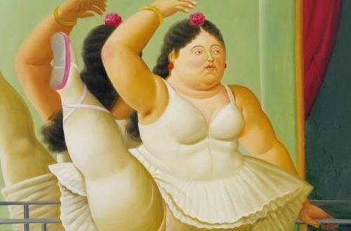 Fernando Botero, Ballerina alla sbarra, 2001, Olio su tela, 164x116 cm, Collezione privata