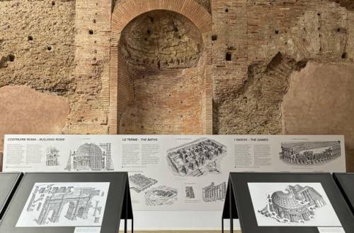 Immaginare Roma. Le prospettive impossibili di Francesco Corni-Foto: particolare dell'allestimento della mostra 