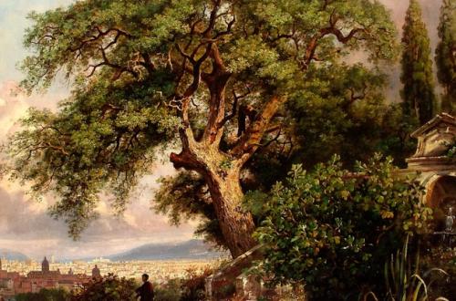 L'albero del poeta. La quercia del Tasso al Gianicolo-Foto: Jacob George Strutt, La Quecia del Tasso, olio su tela, 1843