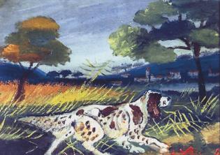 CANE, 1940-1951, Olio su compensato,21,5 x 28 cm, Collezione Mazzanti, Parma