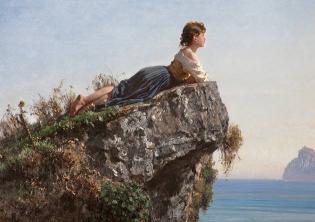 Filippo Palizzi, Fanciulla sulla roccia a Sorrento, 1871, olio su tela