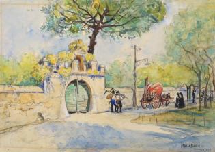Impressioni dal vero. La via Appia e la via Latina nei disegni di Maria Barosso-Foto: Maria Barosso (1879-1960). Primo tratto della Via Latina presso le Terme Antoniane,1929, acquerello su carta. Roma, Museo di Roma 