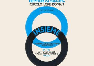 Locandina della mostra collettiva all'aperto INSIEME in Piazza Anco Marzio-Ostia Lido