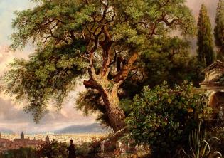 L'albero del poeta. La quercia del Tasso al Gianicolo-Foto: Jacob George Strutt, La Quecia del Tasso, olio su tela, 1843